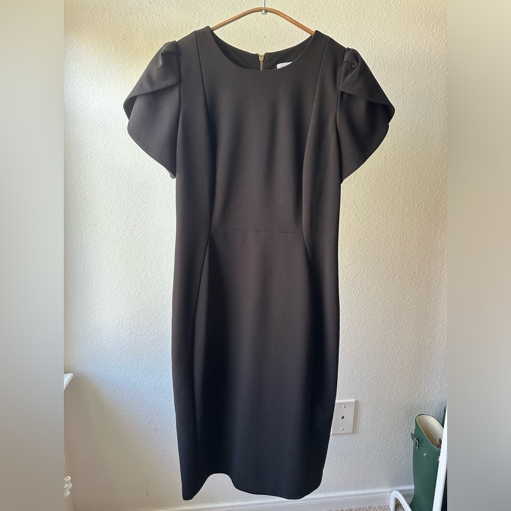 Women’s Calvin Klein Scalloped Sleeve Black Dress Size 8